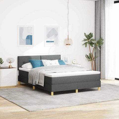 Łóżko z sprężyną LED z LED Ciemnoszary 140 x 190 cm tkanina