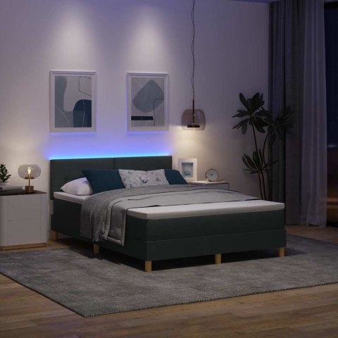 Łóżko z sprężyną LED z LED Ciemnoszary 140 x 200 cm tkanina