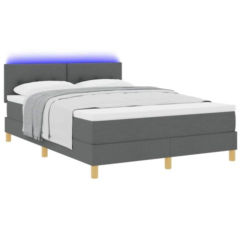 Łóżko z sprężyną LED z LED Ciemnoszary 160 x 200 cm tkanina