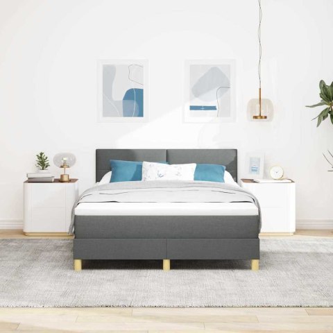 Łóżko z sprężyną LED z LED Ciemnoszary 160 x 200 cm tkanina
