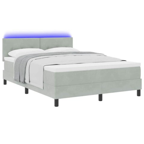Łóżko z sprężyną LED z LED Jasnoszary 140 x 190 cm Aksamit