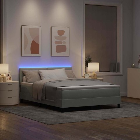 Łóżko z sprężyną LED z LED Jasnoszary 140 x 190 cm Aksamit