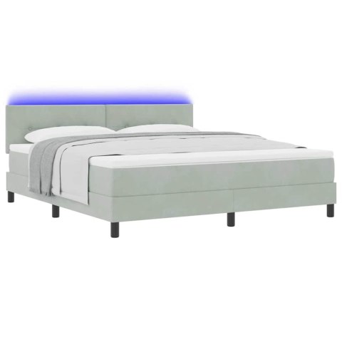 Łóżko z sprężyną LED z LED Jasnoszary 180 x 200 cm Aksamit