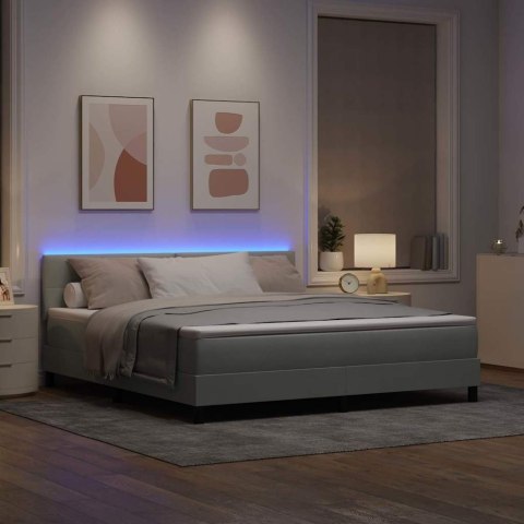 Łóżko z sprężyną LED z LED Jasnoszary 180 x 200 cm Aksamit