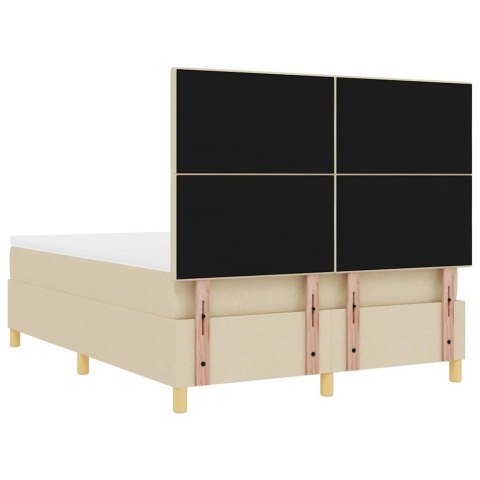 Łóżko z sprężyną LED z materacem Kremowy 160 x 200 cm tkanina