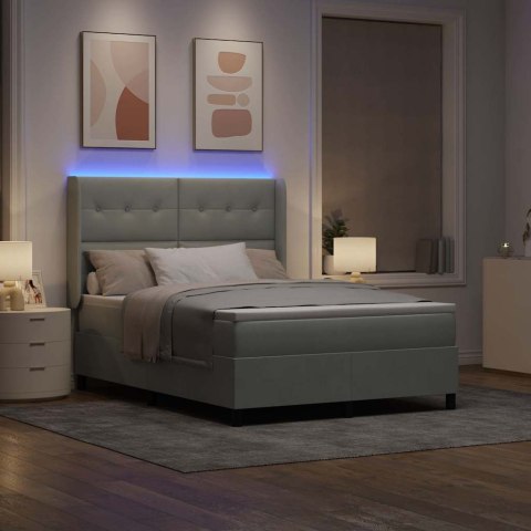 Łóżko sprężynowe Ze LED Lights Jasnoszary 140 x 190 cm Aksamit