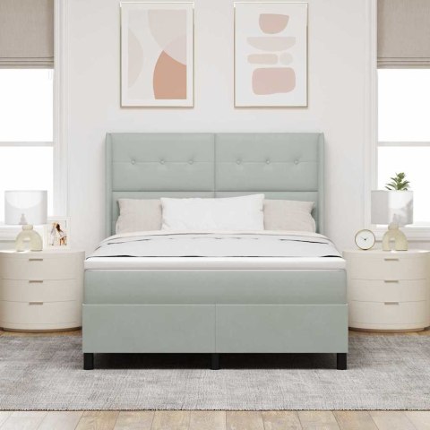 Łóżko sprężynowe Ze LED Lights Jasnoszary 140 x 200 cm Aksamit