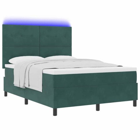 Łóżko z sprężyną LED Ciemna zieleń 140 x 190 cm tkanina
