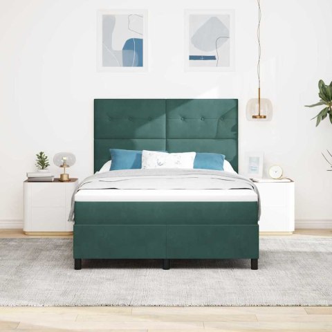 Łóżko z sprężyną LED Ciemna zieleń 140 x 190 cm tkanina