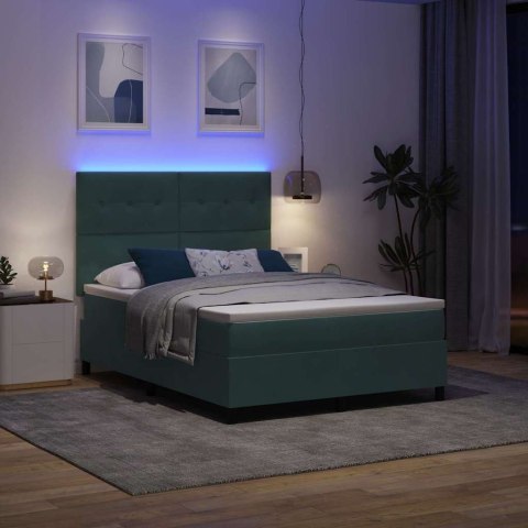 Łóżko z sprężyną LED Ciemna zieleń 140 x 190 cm tkanina