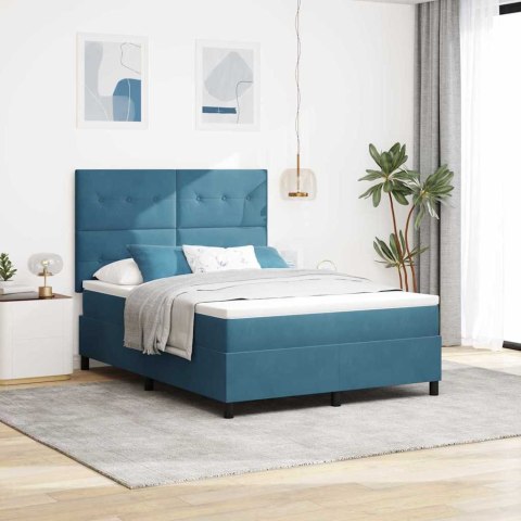 Łóżko z sprężyną LED Ciemnoniebieski 140 x 190 cm tkanina