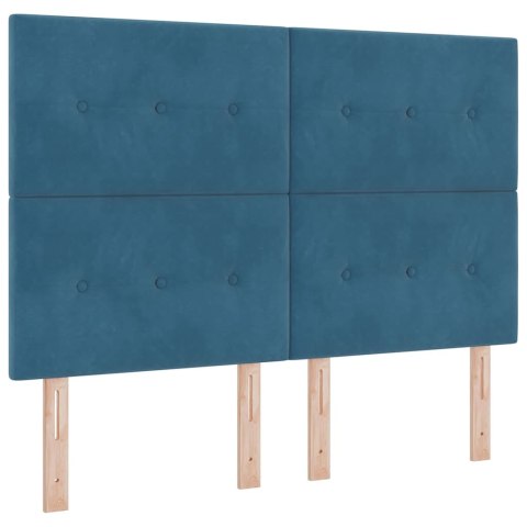 Łóżko z sprężyną LED Ciemnoniebieski 140 x 190 cm tkanina