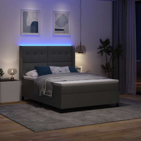Łóżko z sprężyną LED Ciemnoszary 140 x 200 cm tkanina