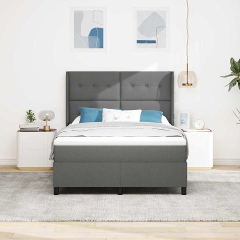 Łóżko z sprężyną LED Ciemnoszary 160 x 200 cm tkanina