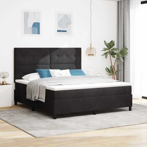 Łóżko z sprężyną LED z materacem Czarny 180 x 200 cm tkanina
