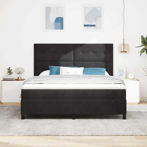 Łóżko z sprężyną LED z materacem Czarny 180 x 200 cm tkanina