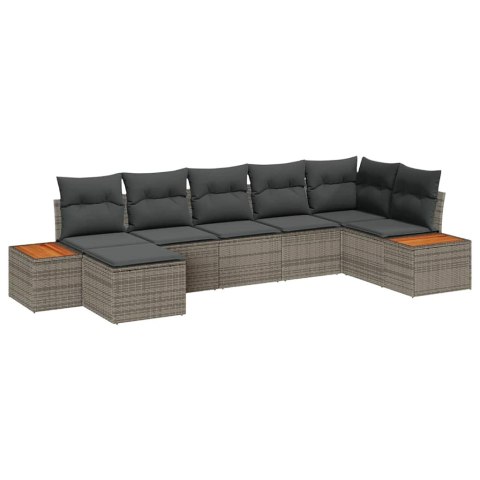 Zestaw Sof na Ogród z poduszką 7 pcs Szary Rattan poli