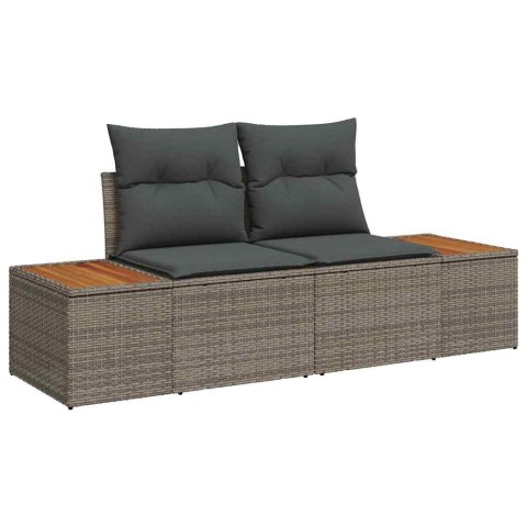 Zestaw Sof na Ogród z poduszką 7 pcs Szary Rattan poli