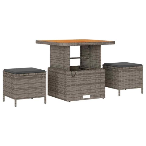 Zestaw Sof na Ogród z poduszką 9 pcs Szary Rattan poli