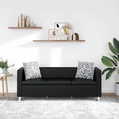 Sofa 3-osobowa ze skóry syntetycznej, czarna