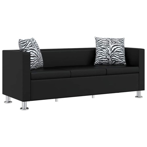 Sofa 3-osobowa ze skóry syntetycznej, czarna