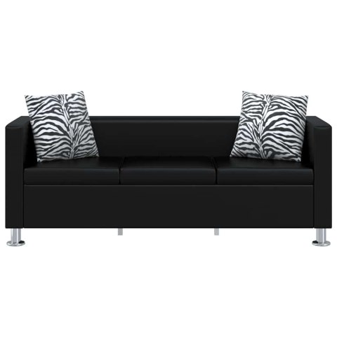 Sofa 3-osobowa ze skóry syntetycznej, czarna