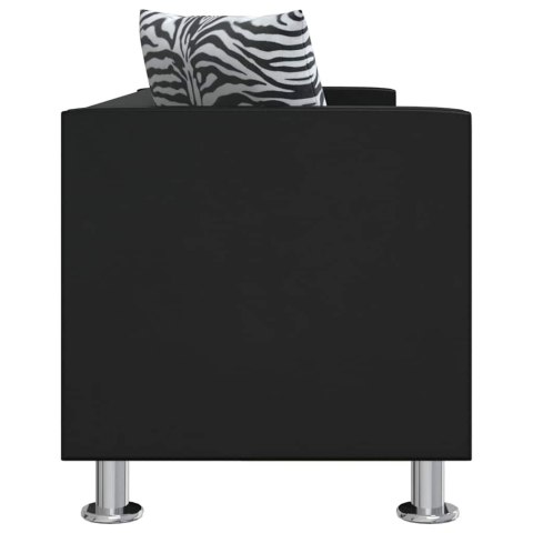 Sofa 3-osobowa ze skóry syntetycznej, czarna