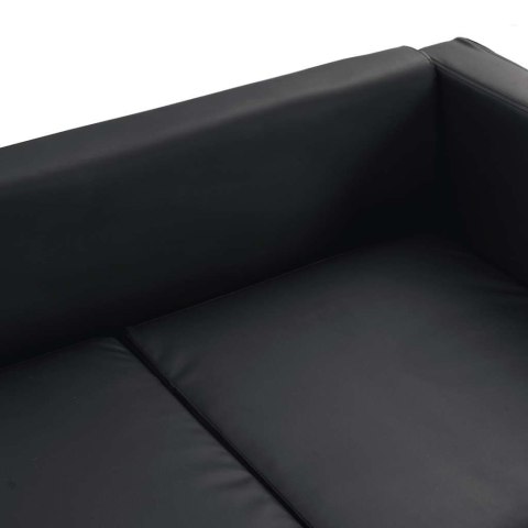 Sofa 3-osobowa ze skóry syntetycznej, czarna