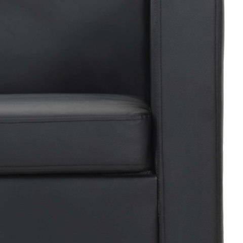 Sofa 3-osobowa ze skóry syntetycznej, czarna