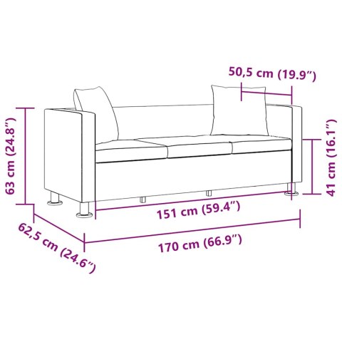 Sofa 3-osobowa ze skóry syntetycznej, czarna