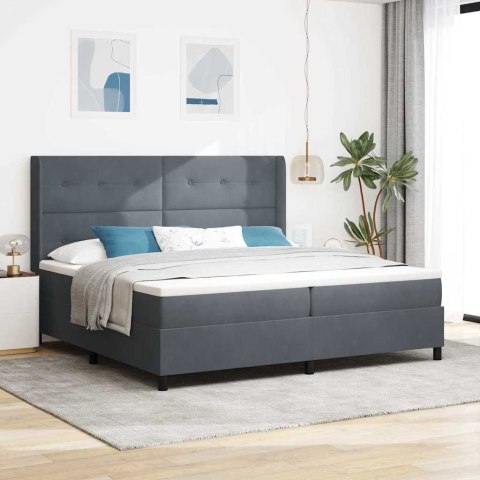 Łóżko sprężynowe z materacem Ciemnoszary 200 x 200 cm Aksamit