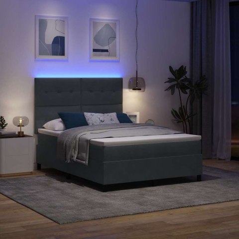 Łóżko z sprężyną LED Ciemnoszary 140 x 190 cm tkanina