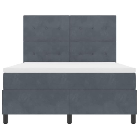 Łóżko z sprężyną LED Ciemnoszary 140 x 190 cm tkanina