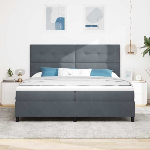 Łóżko z sprężyną LED Ciemnoszary 200 x 200 cm tkanina