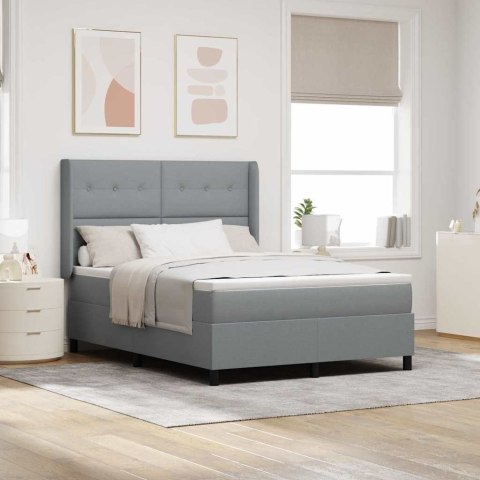 Łóżko z sprężyną LED Jasnoszary 140 x 190 cm tkanina
