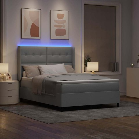 Łóżko z sprężyną LED Jasnoszary 140 x 190 cm tkanina