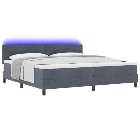 Łóżko z sprężyną LED z LED Ciemnoszary 200 x 200 cm Aksamit