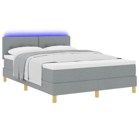 Łóżko z sprężyną LED z LED Jasnoszary 140 x 200 cm tkanina