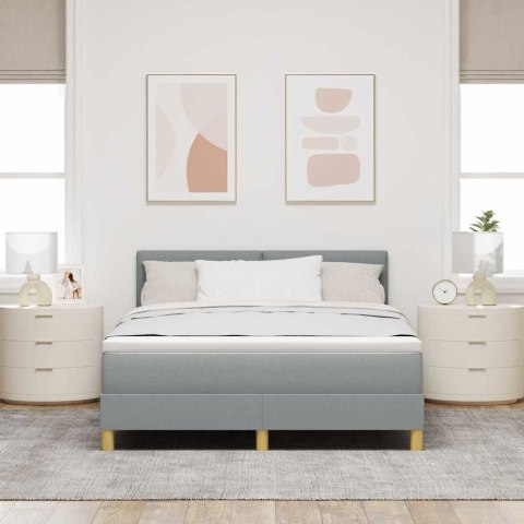 Łóżko z sprężyną LED z LED Jasnoszary 140 x 200 cm tkanina