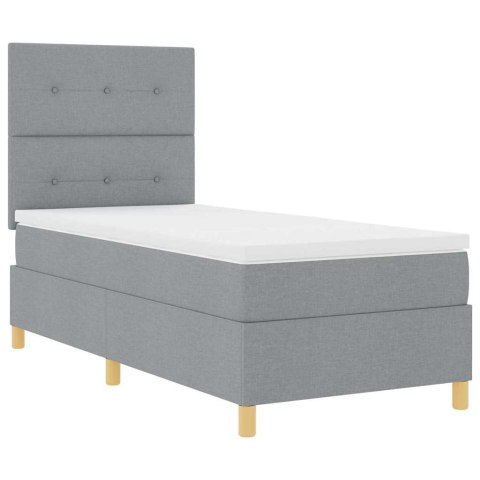 Łóżko z sprężyną LED z materacem Jasnoszary 80 x 200 cm tkanina