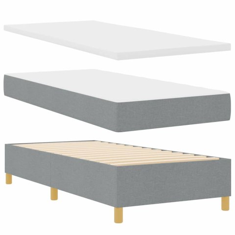 Łóżko z sprężyną LED z materacem Jasnoszary 90 x 200 cm tkanina