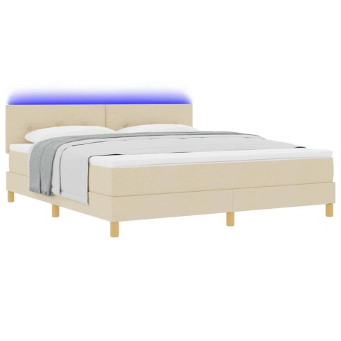 Łóżko z sprężyną LED z materacem Kremowy 180 x 200 cm tkanina