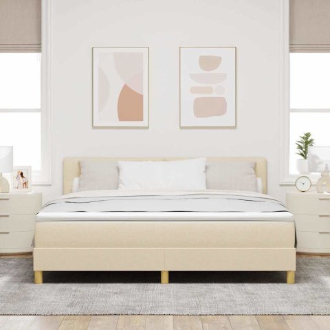Łóżko z sprężyną LED z materacem Kremowy 180 x 200 cm tkanina