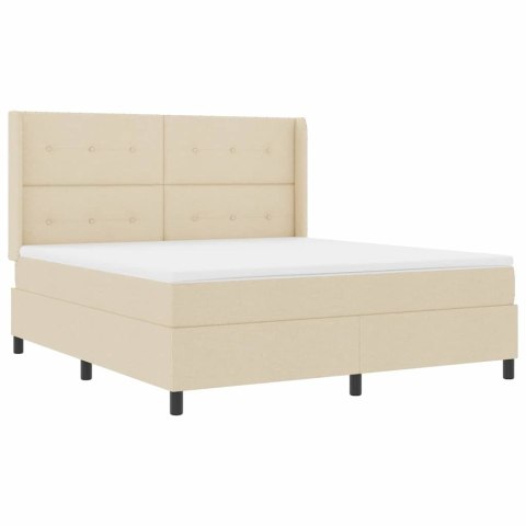 Łóżko z sprężyną LED z materacem Kremowy 180 x 200 cm tkanina