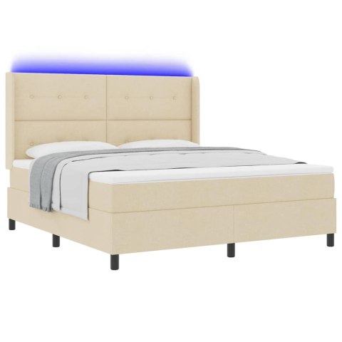 Łóżko z sprężyną LED z materacem Kremowy 180 x 200 cm tkanina