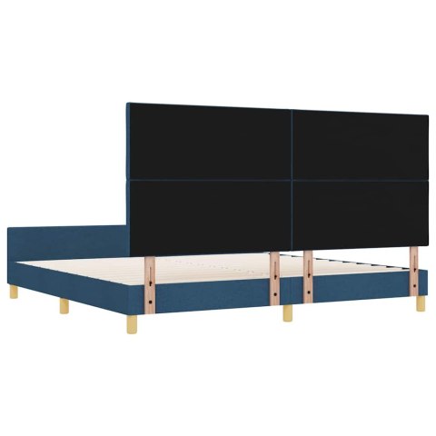 Ramka łóżka Z zagłówkiem Niebieski 200 x 200 cm tkanina