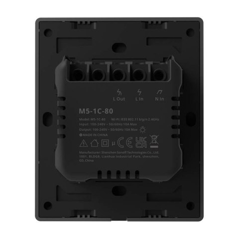 Inteligentny przełącznik ścienny WiFi SONOFF M5-1C-80 (1-kanałowy, do ramki, grafitowy)