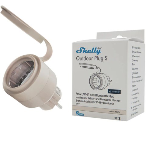 Inteligentne gniazdko zewnętrzne Shelly Plug S MTR Gen3 IP44 12A