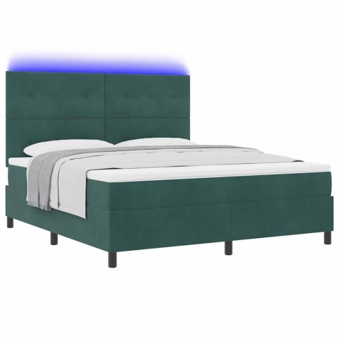 Łóżko z sprężyną LED Ciemna zieleń 180 x 200 cm tkanina
