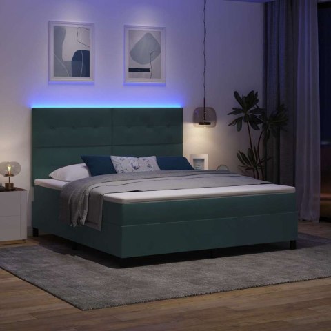 Łóżko z sprężyną LED Ciemna zieleń 180 x 200 cm tkanina